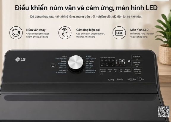 Máy giặt LG cửa trên 12kg TX2312DT5O mới ra mắt 2026 có ưu điểm gì?
