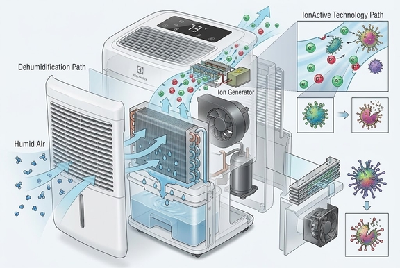 Công nghệ diệt khuẩn IonActive trên máy hút ẩm Electrolux EDH10TRBW1 hoạt động thế nào?