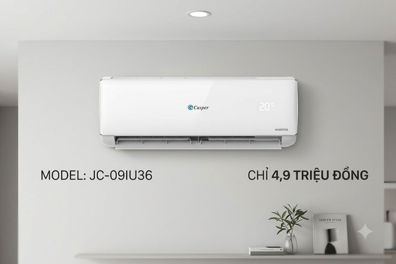 Chỉ 4,9 triệu đồng, điều hòa Casper JC-09IU36 liệu có phải máy Inverter rẻ nhất hiện nay?