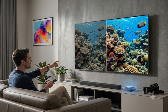 Trải nghiệm thực tế tivi Samsung UA75M77HAKXXV về khả năng hiển thị và xử lý AI