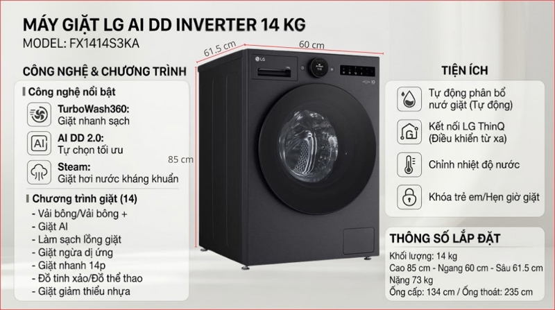 Đánh giá máy giặt LG lồng ngang FX1414S3KA sau thời gian sử dụng