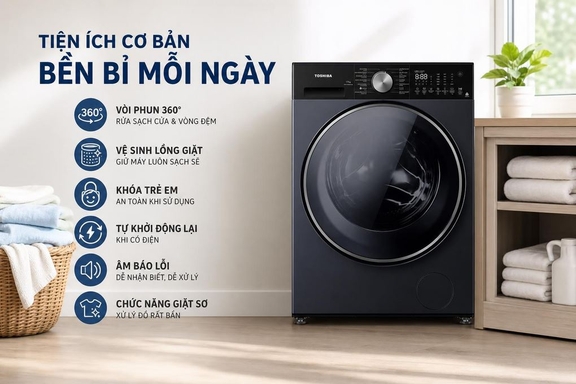 Máy Giặt Toshiba Inverter 11Kg TW-T33B120UWV(MK) Giặt Sạch Hiệu Quả, Chăm Sóc Quần Áo Thông Minh