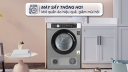 Máy sấy quần áo Aqua 8kg AQH-V800H.SS sấy khô nhanh hoàn hảo và tiện lợi