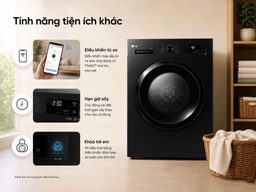 Máy sấy quần áo LG 9kg RB09NHP5O ứng dụng nhiều công nghệ thông minh và thiết thực