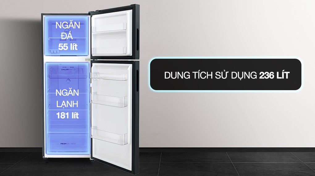Tủ lạnh Aqua AQR-T260FA(FB) Inverter 236 lít thiết kế hiện đại, bảo quản thực phẩm tối ưu