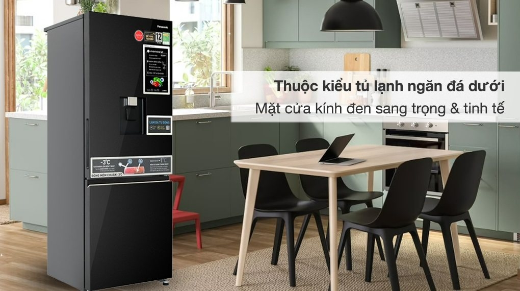 Tủ lạnh Panasonic NR-BV331WGKV inverter 300 lít thiết kế sang trọng, bảo quản thực phẩm tươi ngon
