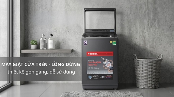 Máy giặt Toshiba AW-T26D1300TV(MG) inverter 12kg giặt sạch mạnh mẽ, vận hành êm ái
