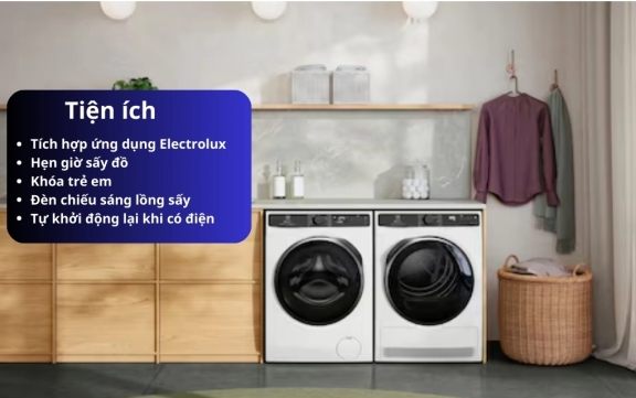Trải nghiệm những tiện ích tuyệt vời có trong máy sấy quần áo Electrolux 9kg EDH903R7WC