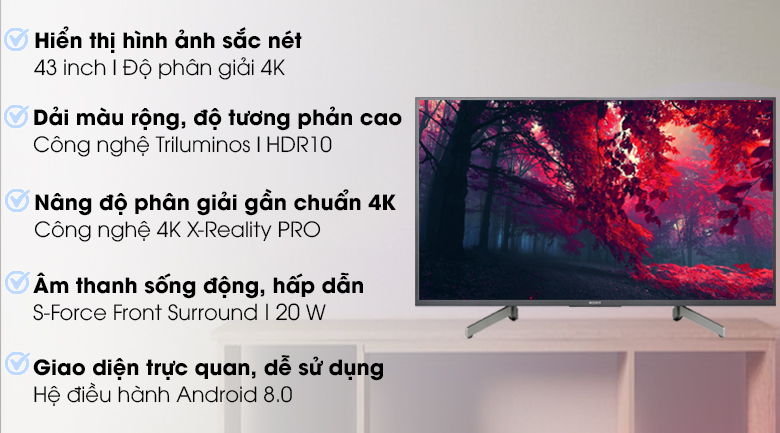 Đánh giá Android Tivi Sony 4K 43 inch KD-43X8000G