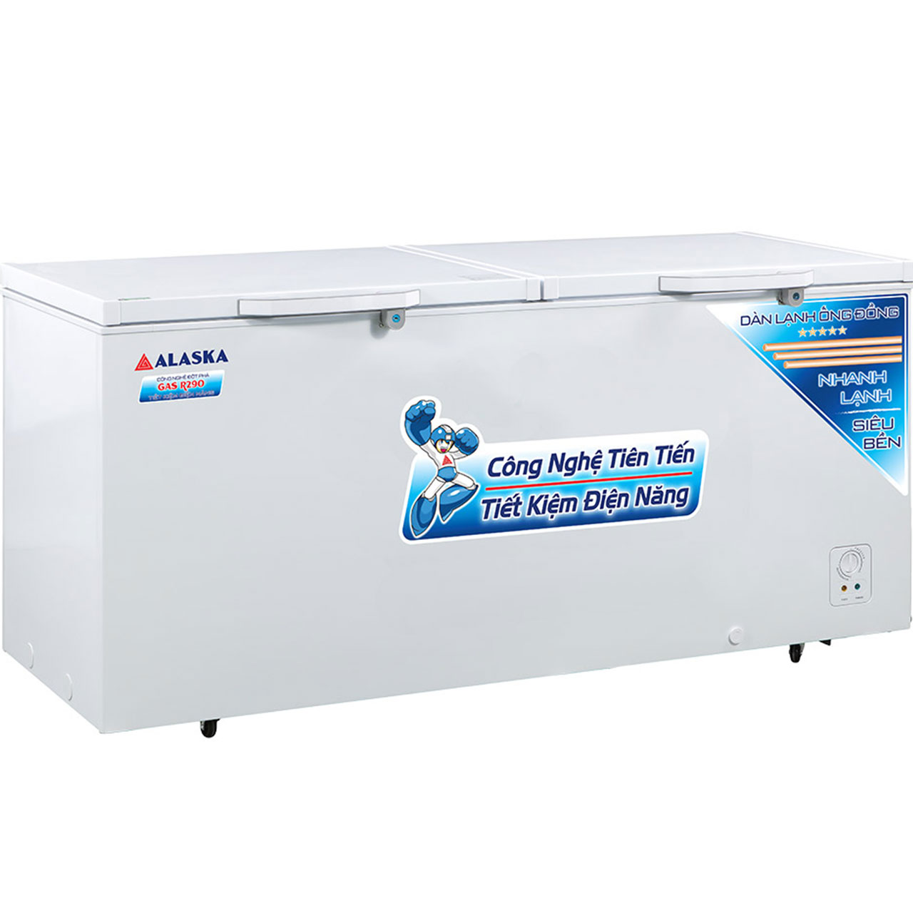 Tủ Đông Alaska Dàn Đồng HB-550C 1 Ngăn 2 Cánh 550 Lít