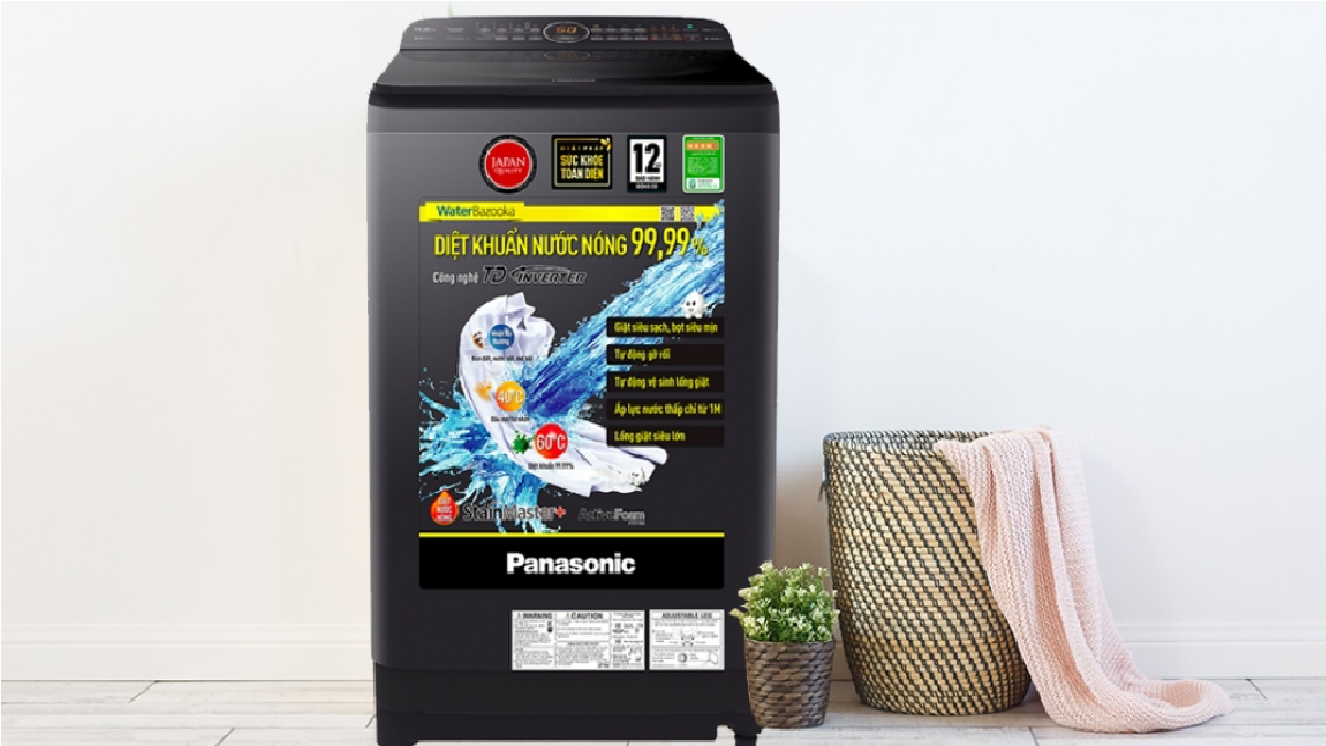 Máy giặt Panasonic FD95V1BRV có khối lượng giặt 9.5kg, kích thước: 103 x 54.5 x 62 (cm).