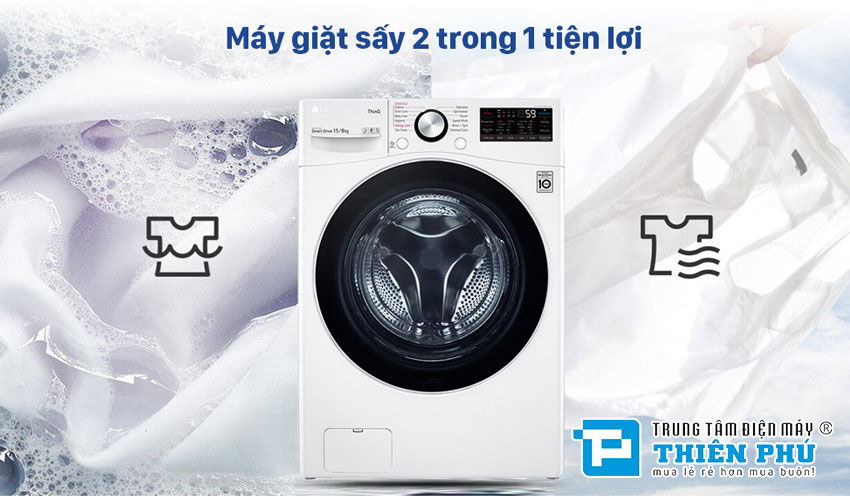 Máy Giặt Sấy LG Inverter F2515RTGW Giặt 15Kg Sấy 8Kg