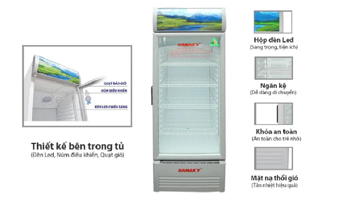 Thiết kế và tính năng của tủ mát Sanaky 1 Cánh VH-359K 350 Lít