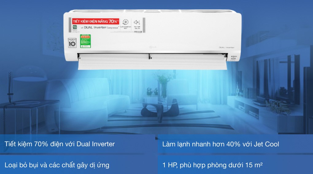 Tiết kiệm điện với công nghệ Inverter của Điều Hòa LG 9000Btu V10API1