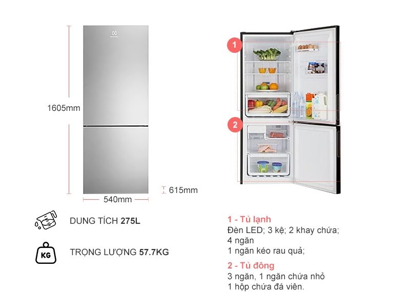 Vài điểm tương đồng giữa tủ lạnh Hitachi R-B330PGV8(BSL) và Electrolux EBB3702K-A