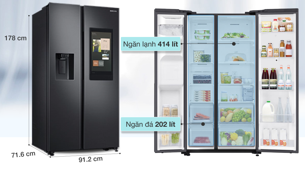 tủ lạnh Samsung side by side inverter RS64T5F01B4/SV 2 cánh 616 lít