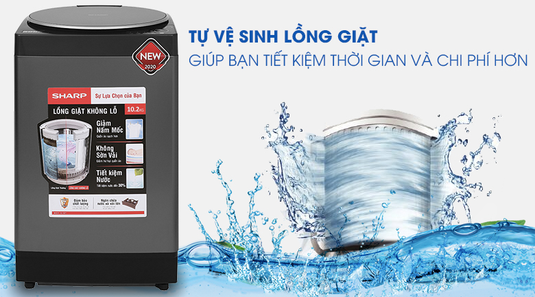 Ưu điểm nổi bật ở máy giặt Sharp ES-W102PV-H