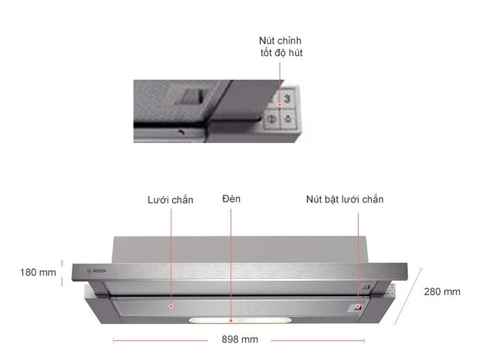 Máy Hút Mùi Bosch DHI923GSG 90 Cm Serie 4