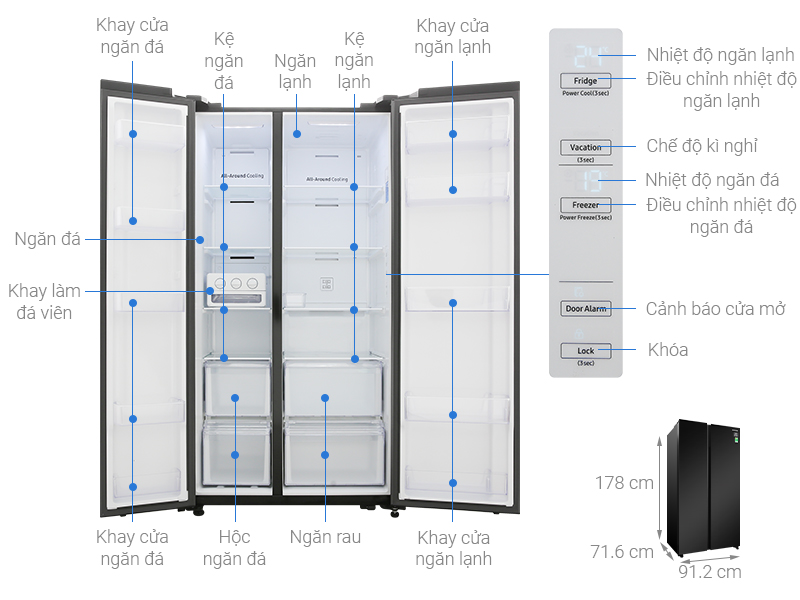 Cùng khám phá tủ lạnh samsung RS62R5001B4/SV