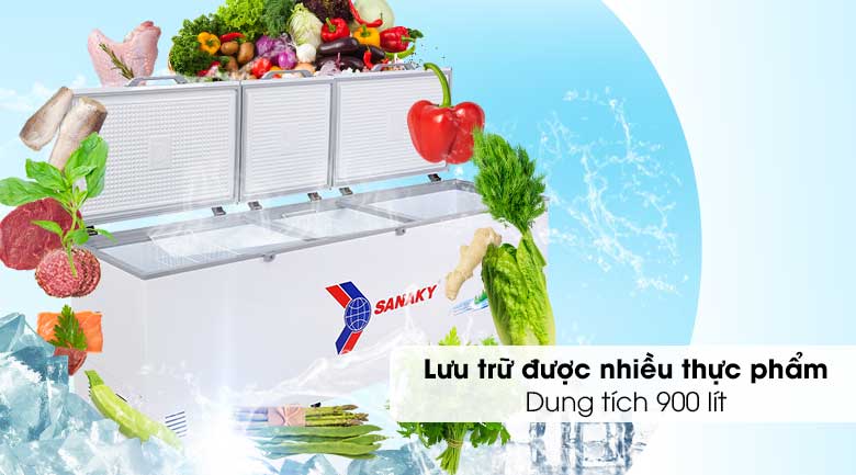 Dung tích 900 lít Tủ Đông Sanaky VH-1199HY sẽ bảo quản được bao nhiêu kg thực phẩm