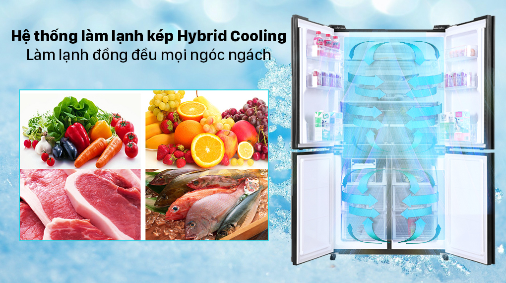 Bảo quản thực phẩm cực tốt với tủ lạnh Sharp 4 cánh SJ-FXP480VG-CH