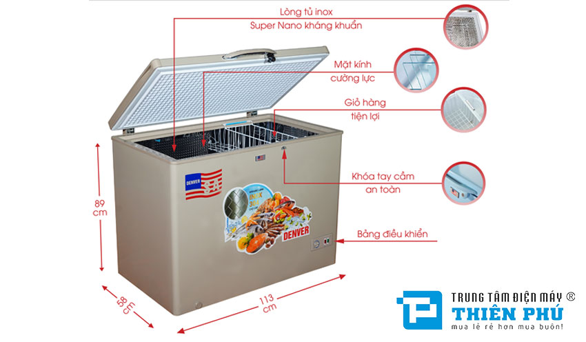 Tủ Đông Denver AS 328MDI 1 Ngăn Đông 190 Lít