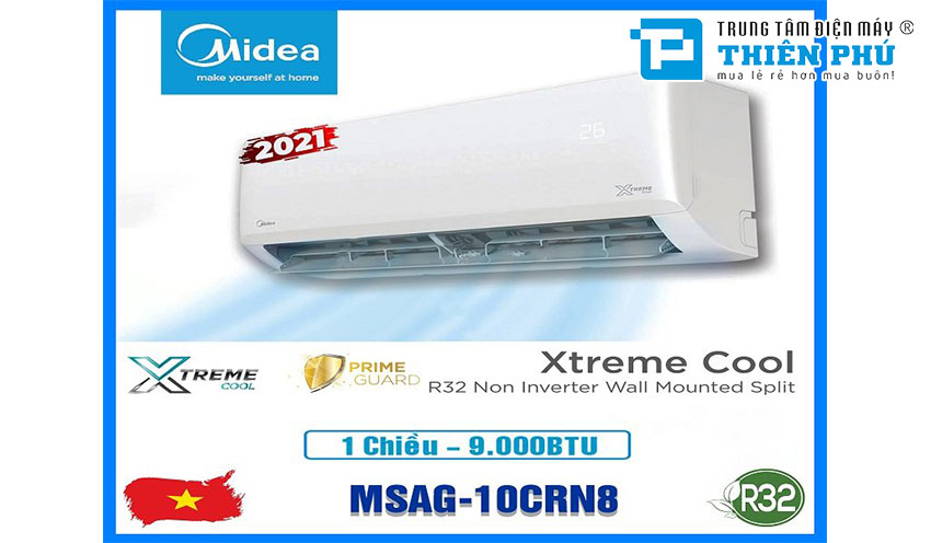 Điều Hòa Midea 9000Btu 1 Chiều MSAG-10CRN8 Gas R32