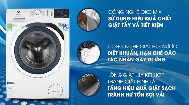 Máy giặt Electrolux Inverter EWF9024BDWB 9Kg cho khản năng giặt giũ hiệu quả