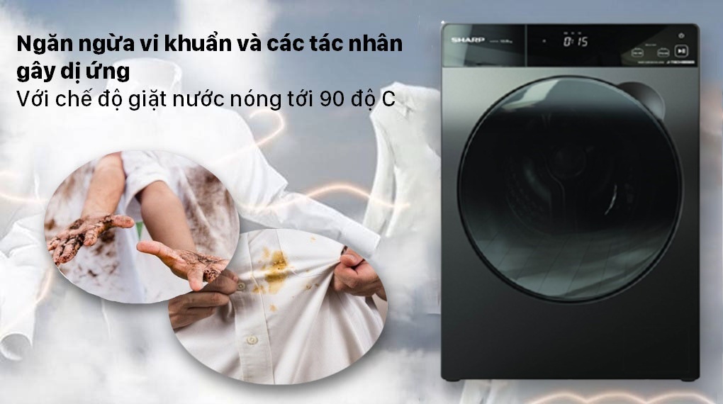 Quần áo sẽ được bảo vệ an toàn khi có máy giặt Sharp ES-FK954SV-G