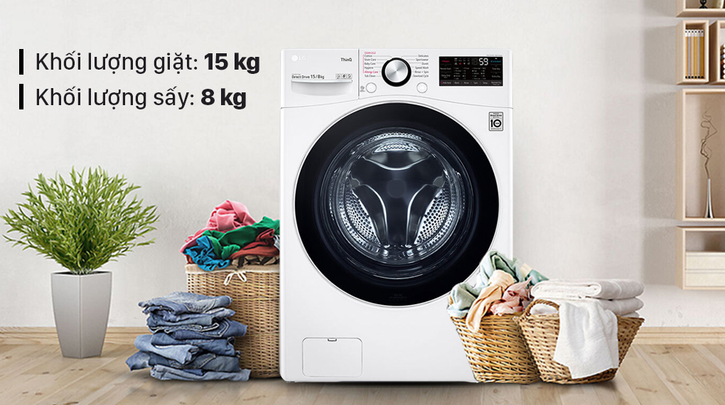  máy giặt sấy LG Inverter F2515RTGW 15Kg
