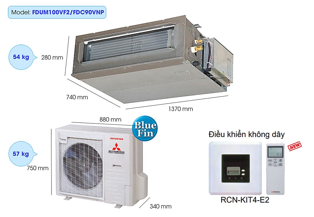 3 Công nghệ nổi bật trên điều hòa nối ống gió Mitsubishi Inverter FDUM100VF2/FDC90VNP
