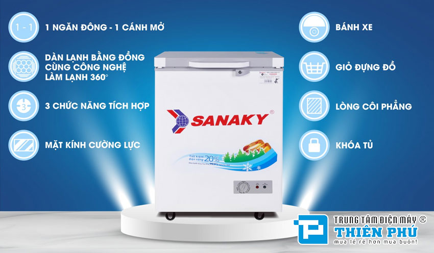 Tủ Đông Sanaky VH-1599HYK 1 Cánh 100 Lít