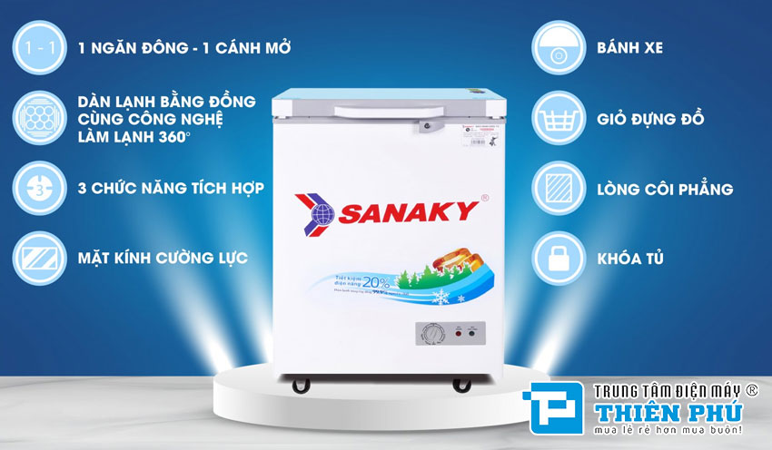 Tủ Đông Sanaky VH-1599HYKD 1 Ngăn 100 Lít