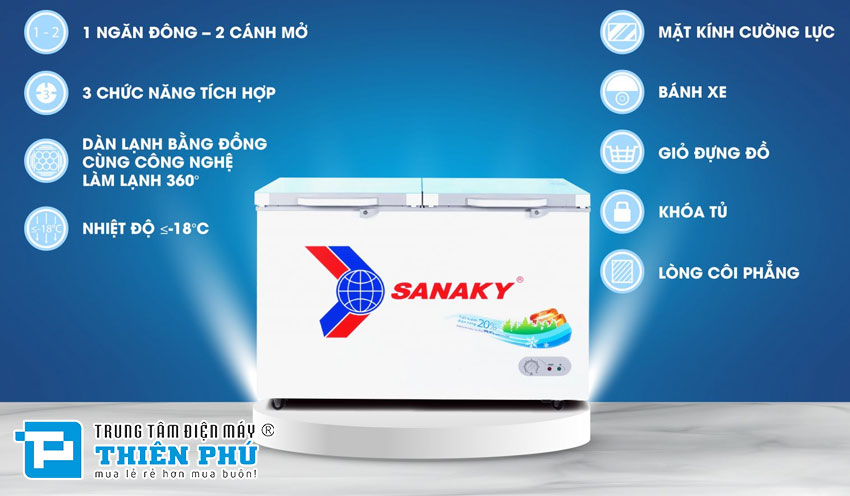 Tủ Đông Sanaky Inverter 360 Lít 1 Ngăn VH-3699A4KD Gas R600a