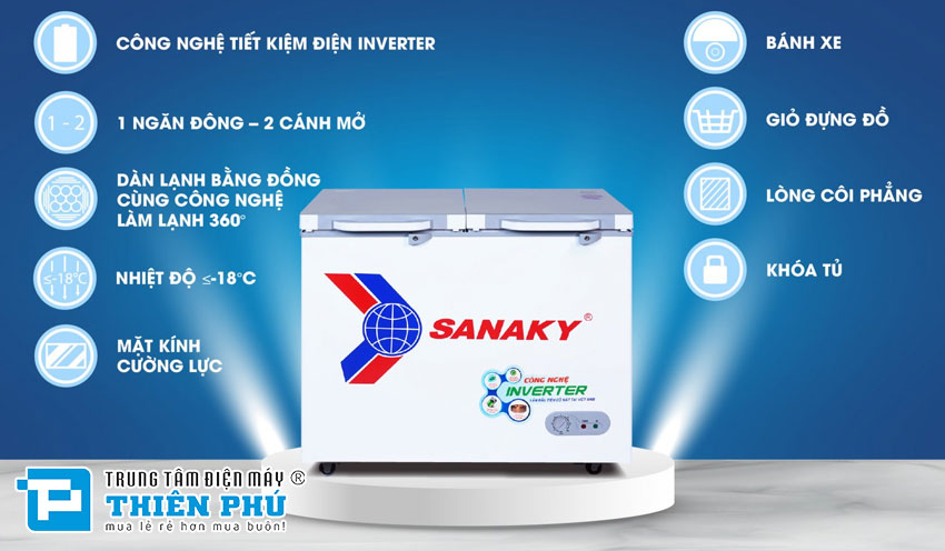 Tủ Đông Sanaky Inverter 250 Lít 1 Ngăn VH-2599A4K Gas R600a