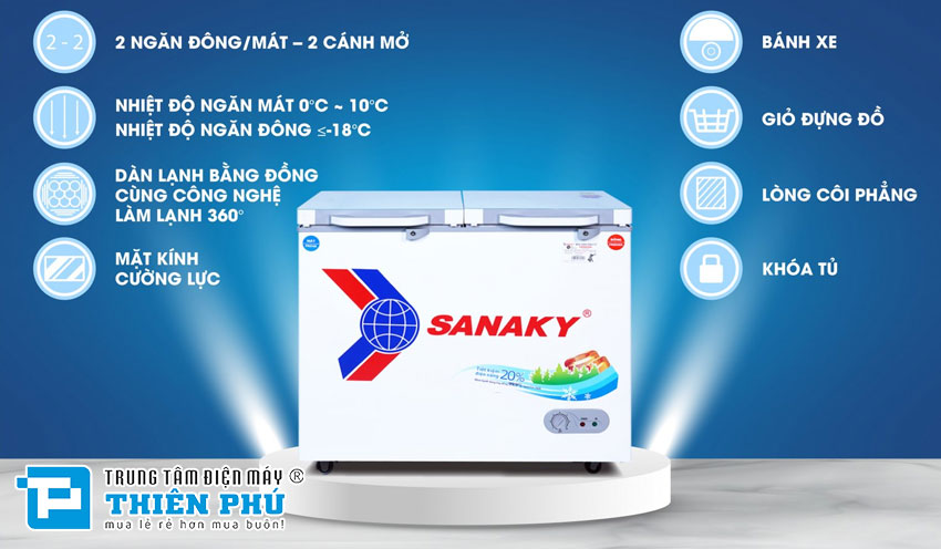 Tủ Đông Sanaky VH-2599W2KD 2 Ngăn 250 Lít