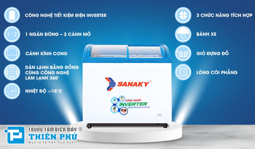 Tủ Đông Sanaky Inverter VH-2899K3 1 Ngăn Gas 210 Lít