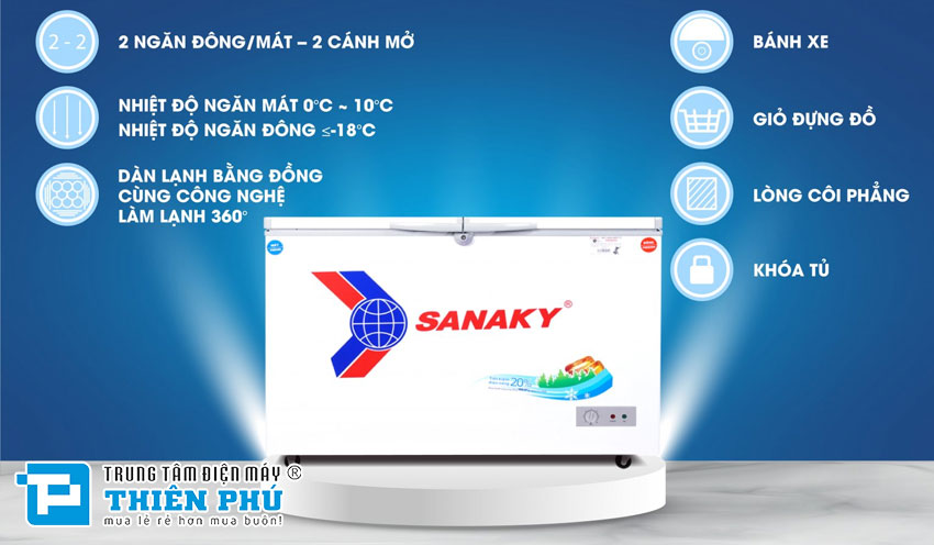 Tủ Đông Sanaky VH-3699W1 1 Đông 1 Mát 260 Lít