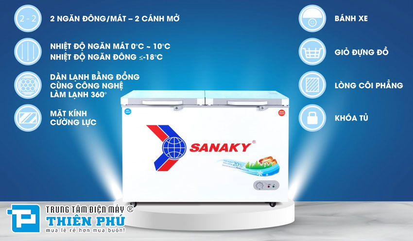 Tủ Đông Sanaky Inverter 210 Lít 2 Ngăn VH-2599W4KD Gas R600a
