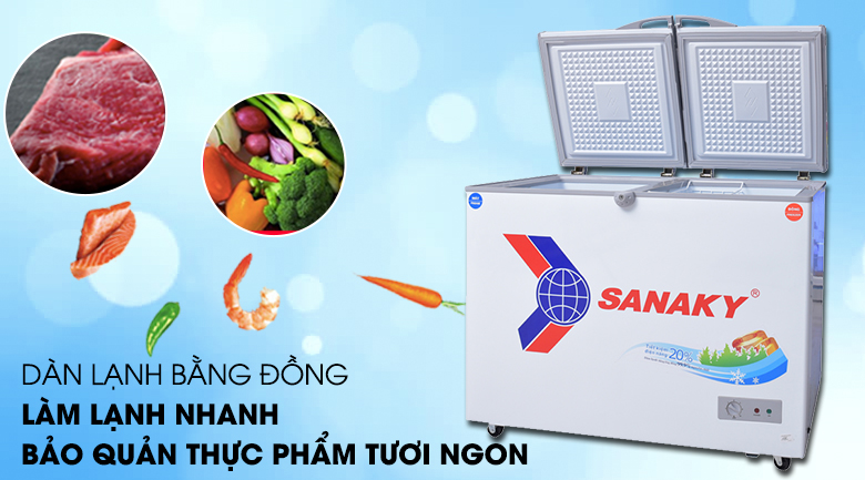 tủ đông Sanaky VH-4099W2KD Dàn Đồng 2 Ngăn 400 Lít