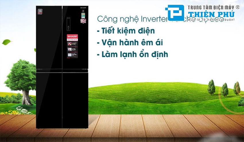 Tủ Lạnh Sharp Inverter 401 Lít SJ-FXP480VG-BK 4 Cánh