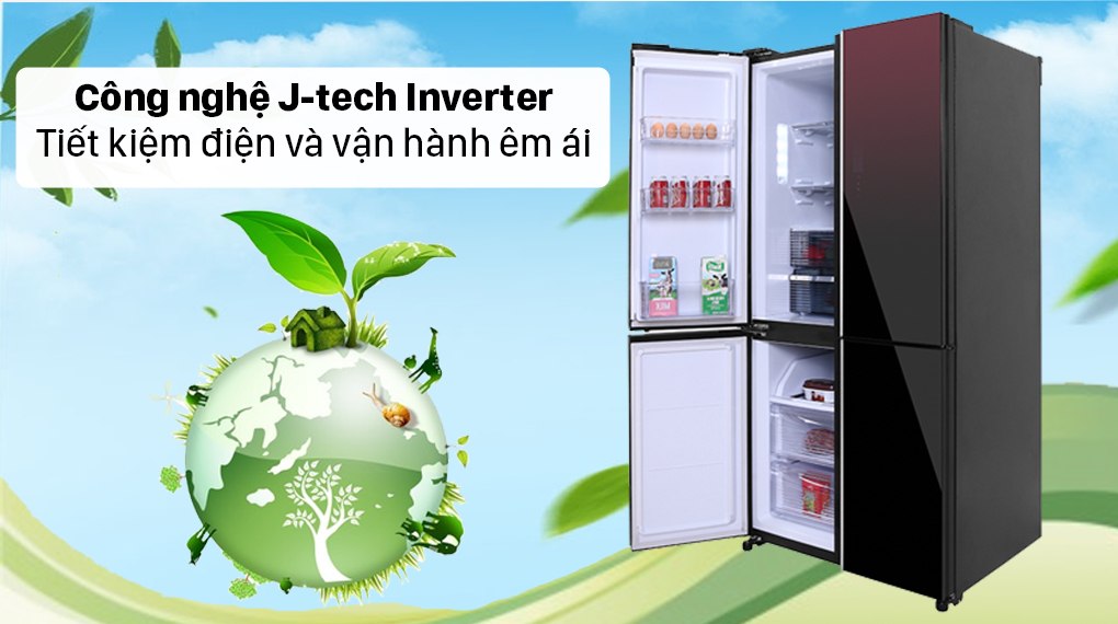 Tủ Lạnh Sharp Inverter 525 Lít SJ-FXP600VG-MR 4 Cánh