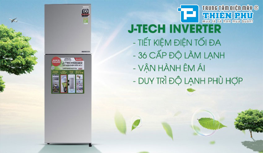 Tủ Lạnh Sharp Inverter SJ-X251E-SL 2 Cánh 241 Lít