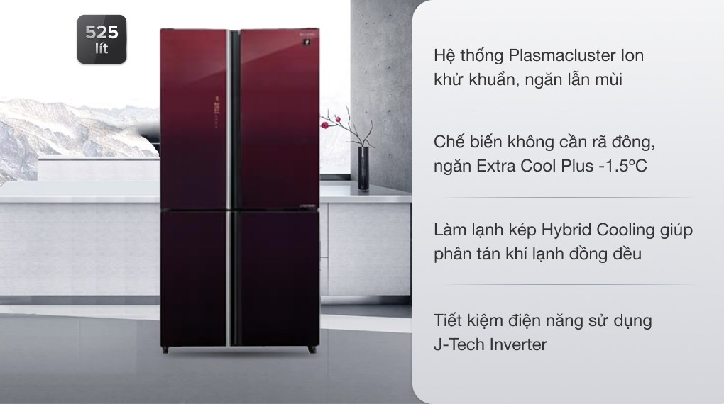 Điểm giống, khác nhau giữa tủ lạnh Hitachi R-WB640VGV0X(MIR) và Sharp SJ-FXP640VG-MR