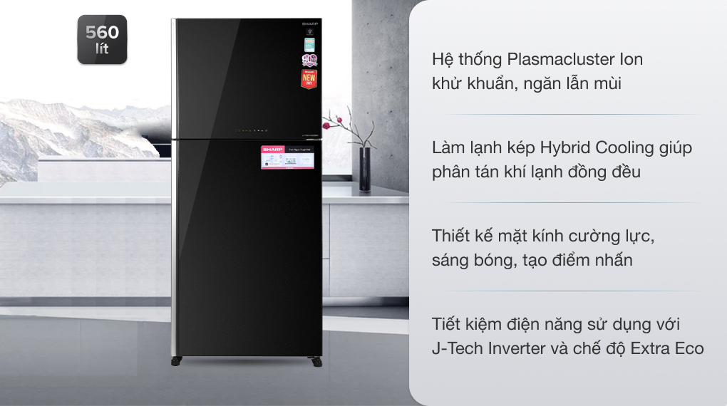 Những lý do khiến bạn nên chọn tủ lạnh Sharp 2 cánh SJ-XP620PG-BK