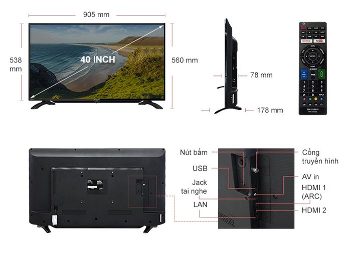 Smart Tivi Sharp LC-40LE380X 40 Inch có tốt không ? Nên mua ở đâu?