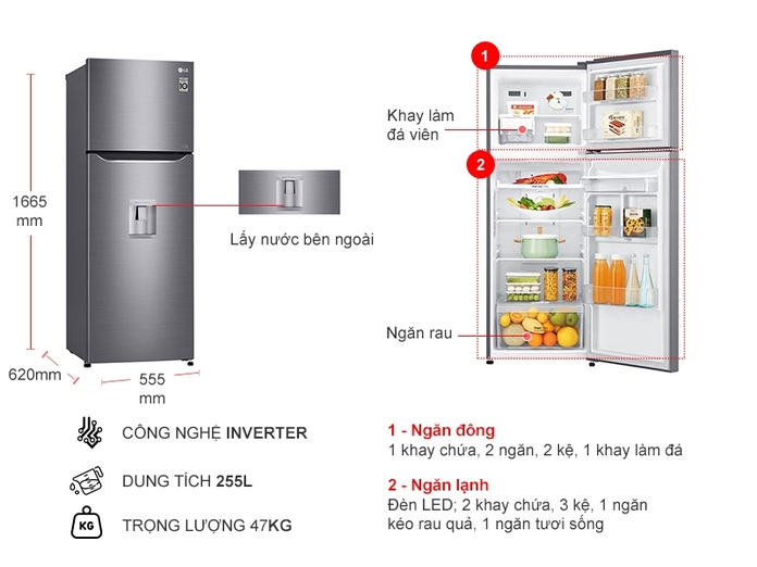 Tủ Lạnh LG Inverter GN-L205S 205 Lít có những ưu điểm vượt trội nào