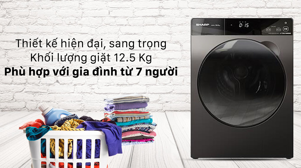 Quần áo trở lên sạch sẽ khi đã có máy giặt Sharp ES-FK1252PV-S