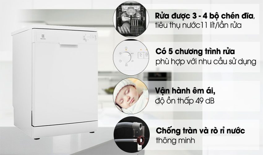 Máy Rửa Bát Electrolux ESF5206LOW 13 Bộ thiết bị hiện đại cho gia đình bạn