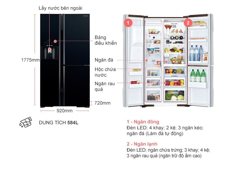 Ưu điểm nổi bật của Tủ Lạnh Hitachi Inverter R-FM800GPGV2 GBK